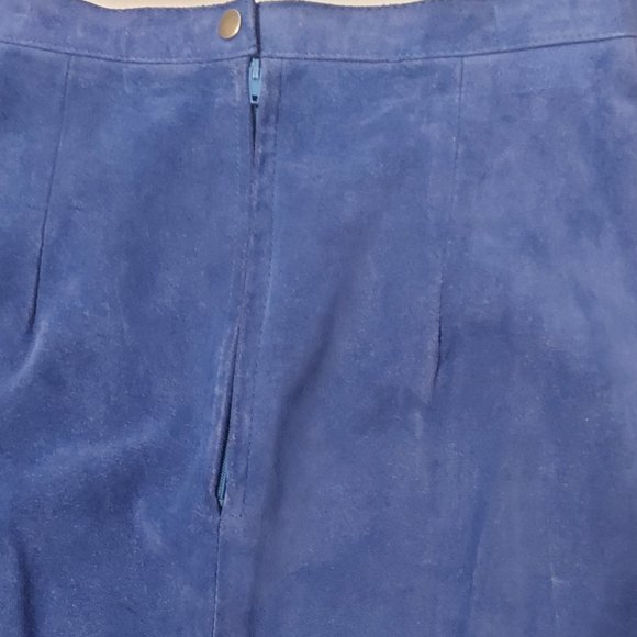 Genuine Suede Royal Blue mini skirt - Picture 5 of 6